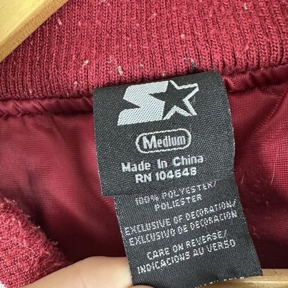 Arkansas Razorbacks Starter Jacket Mens Medium Red Satin Bomber NCAA SEC - Picture 7 of 14